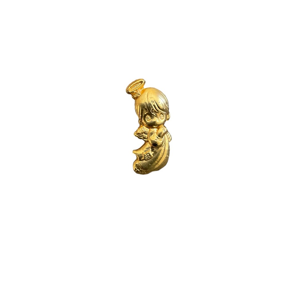 Vintage Precious Moments Angel Lapel Pin Christmas Holiday Gold Tone Pinback